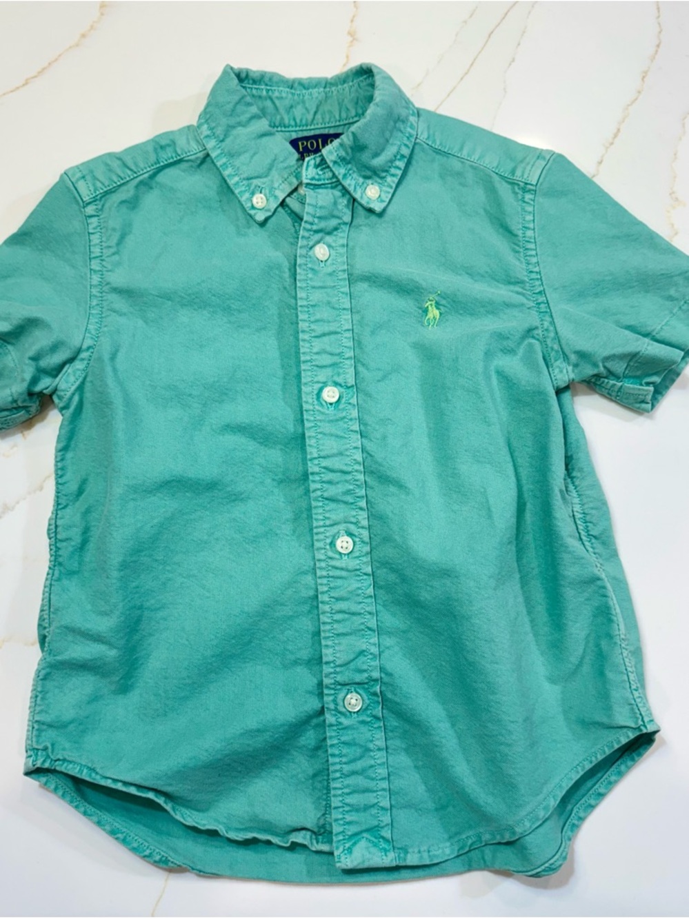 3T Polo by Ralph Lauren Teal Cotton Oxford Button-Down Short Sleeve Shirt